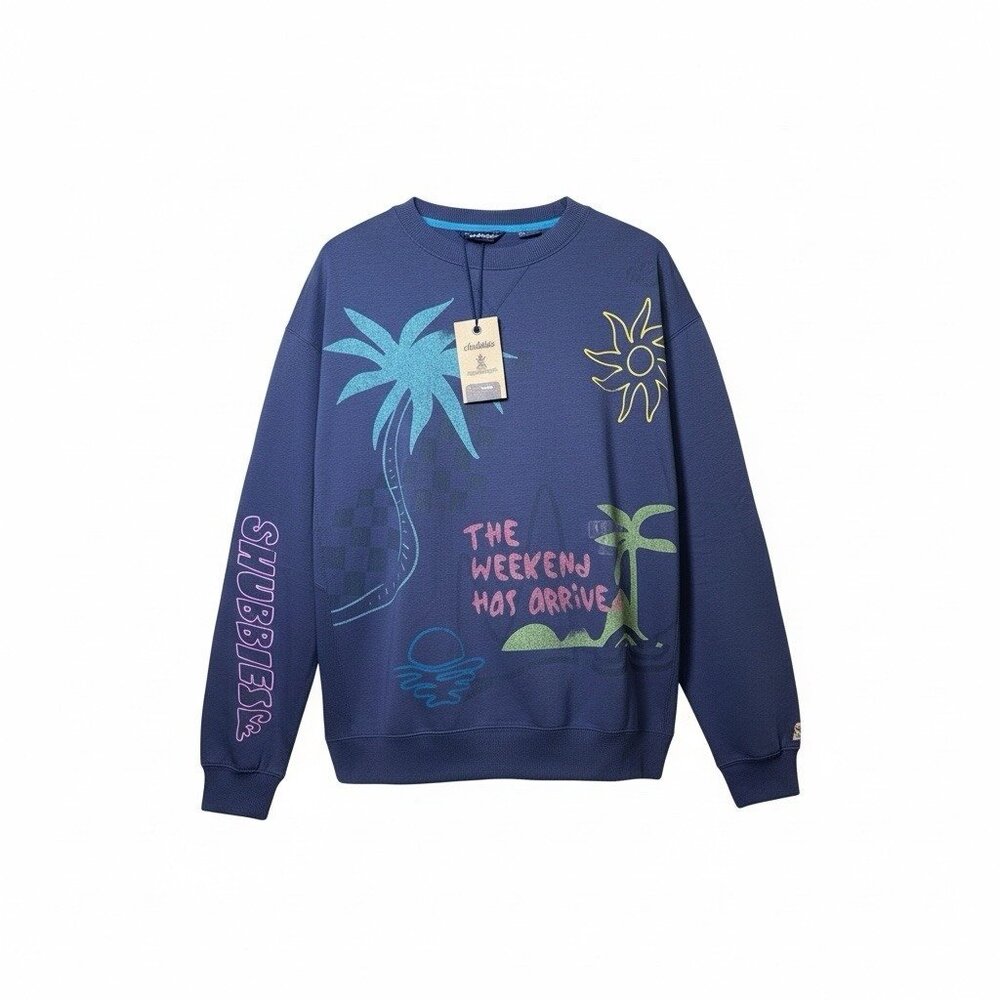 NEW Chubbies T-Shirt Men's‎ XXL Sky’s Out Thighs Out Blue Oversized Sweatshirt